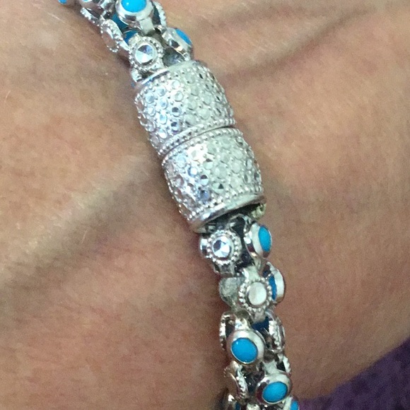 NEW Vintage Bold Solid Sterling Robbins Egg Blue Turquoise Bracelet - Picture 8 of 16